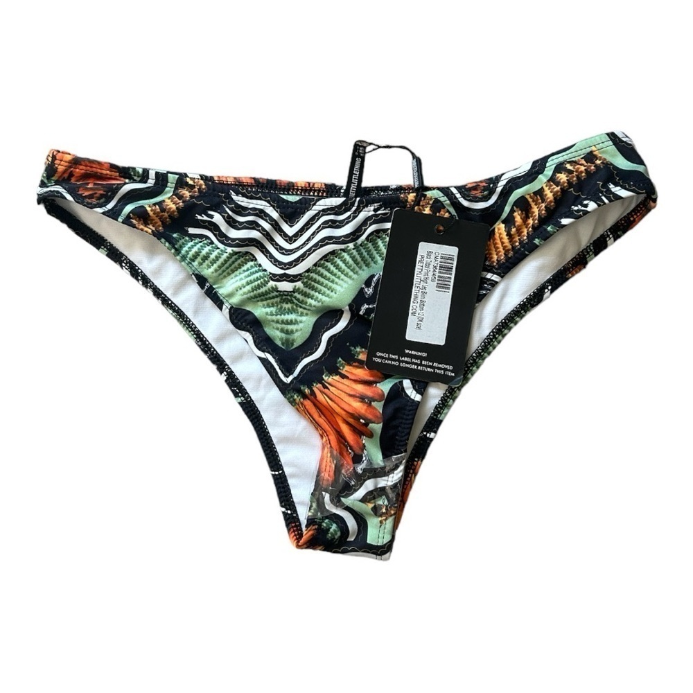 PrettyLittleThing Black Tribal Print High Leg Bikini Bottom